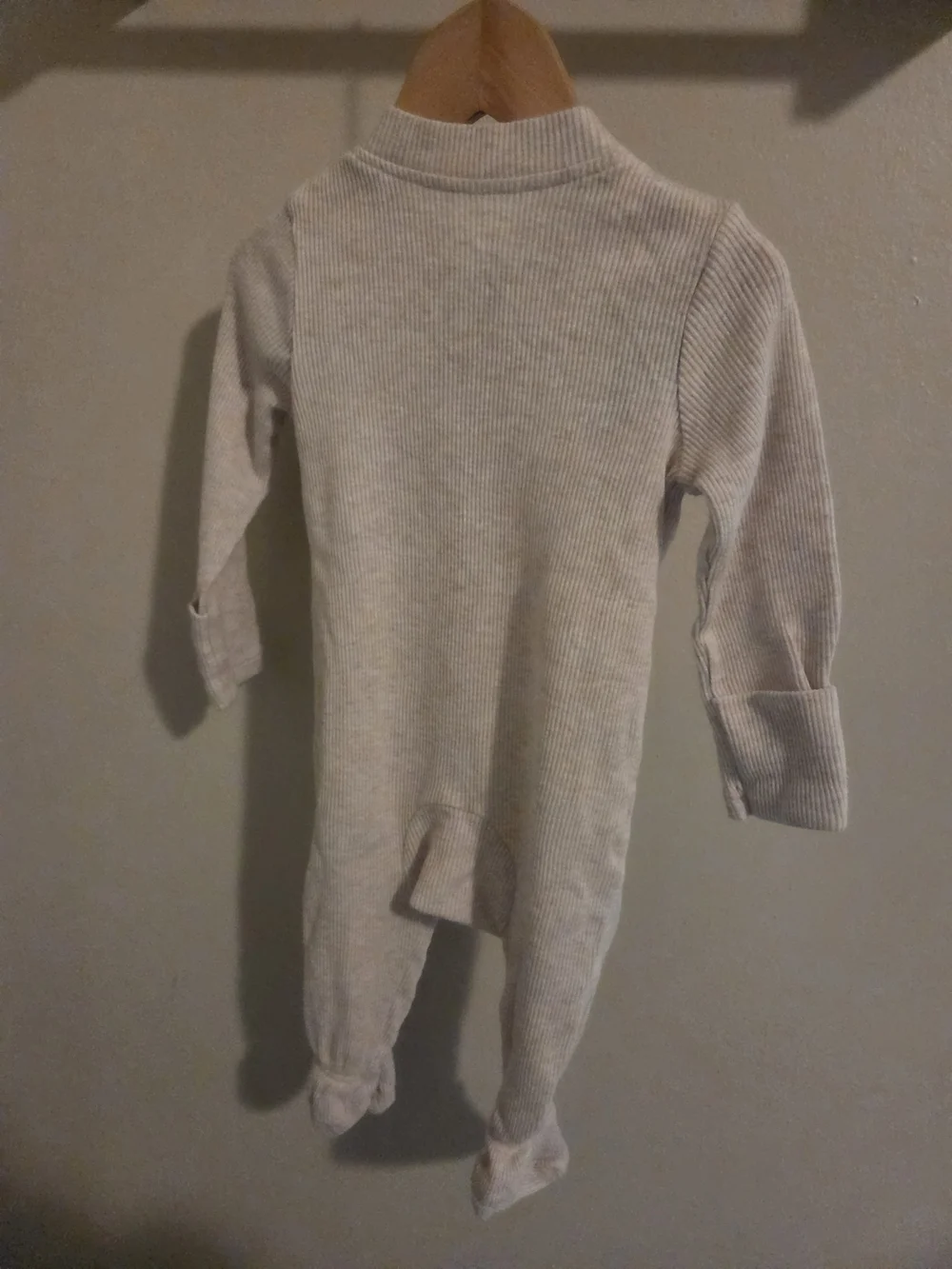 Nike Baby 3M Beige Ribbed Footed Baby One-Piece